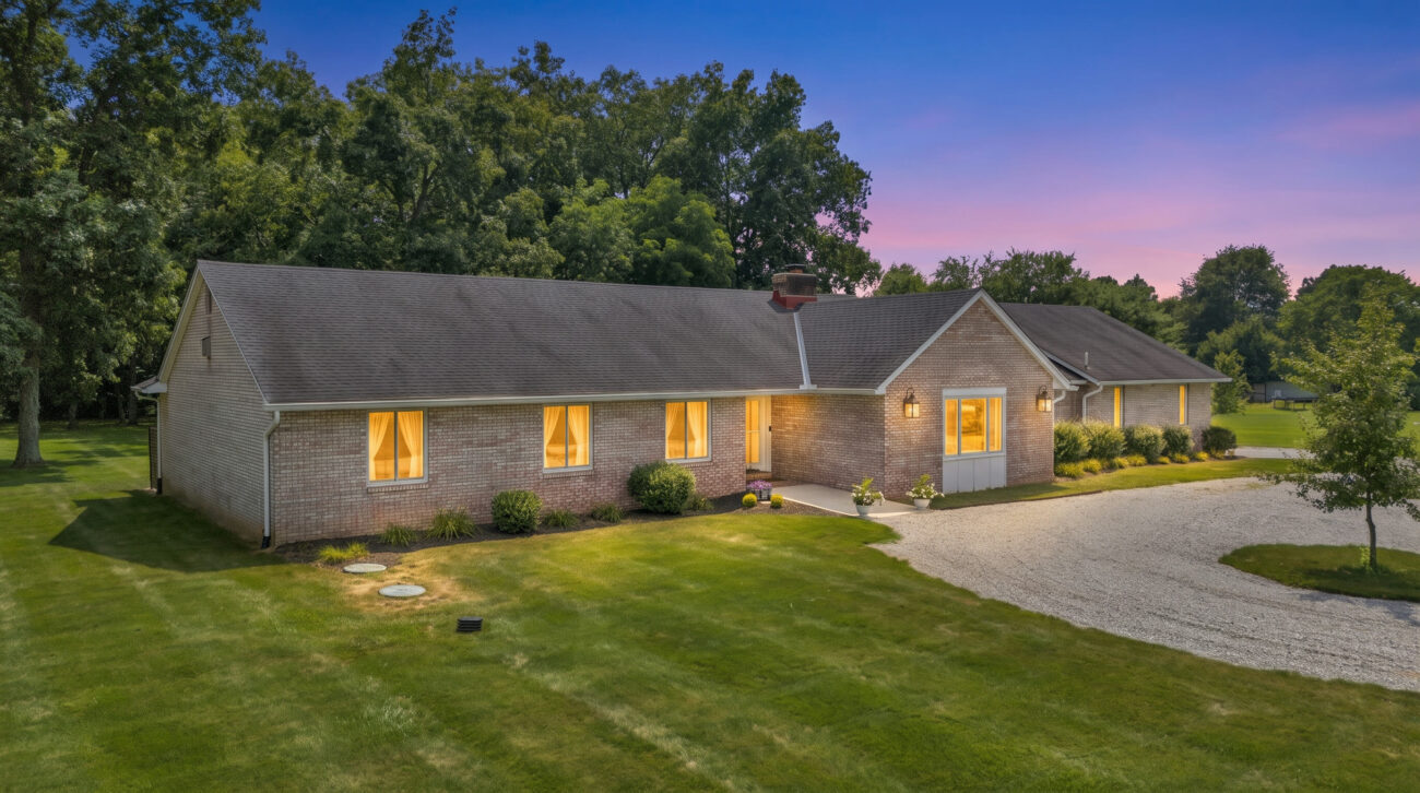 5531 SR 752, Ashville OH at twilight on 4.49 wooded acres